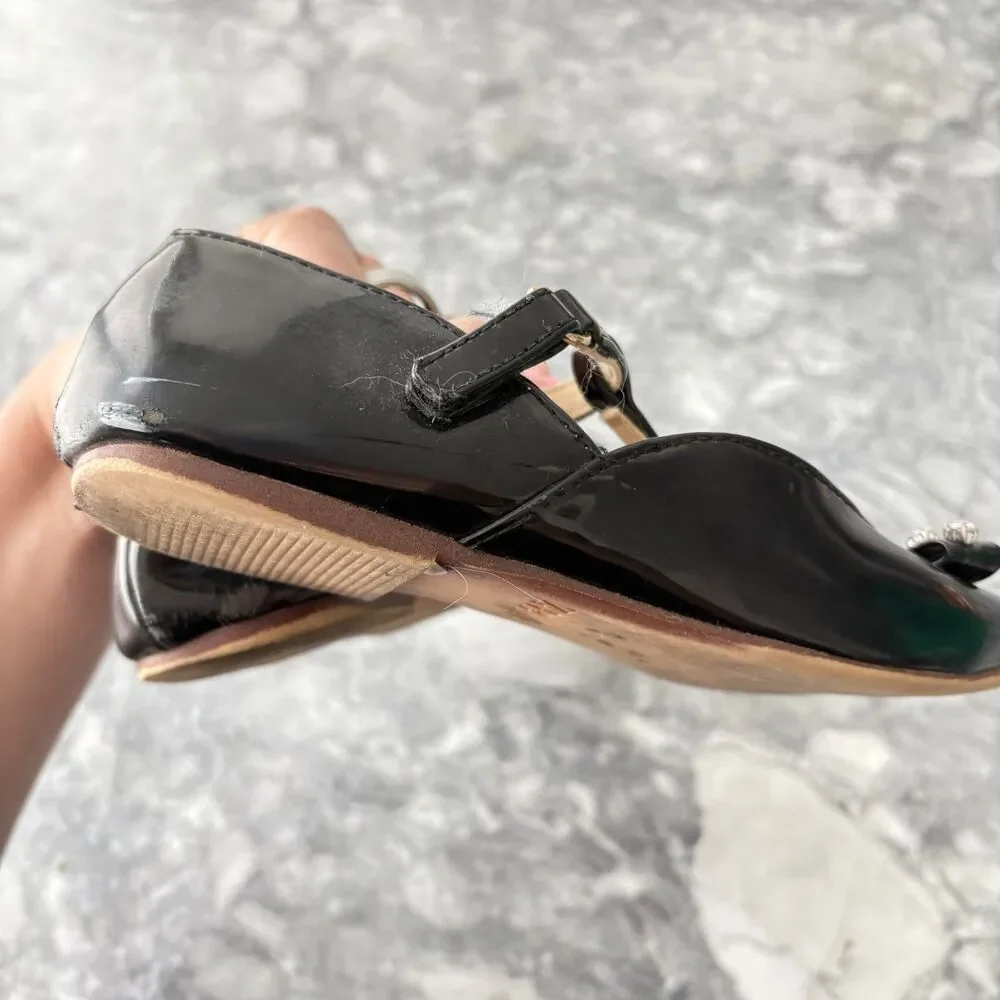 ZARA Girls Rhinestone Mary Jane Flats Dress Shoes Black Size 31